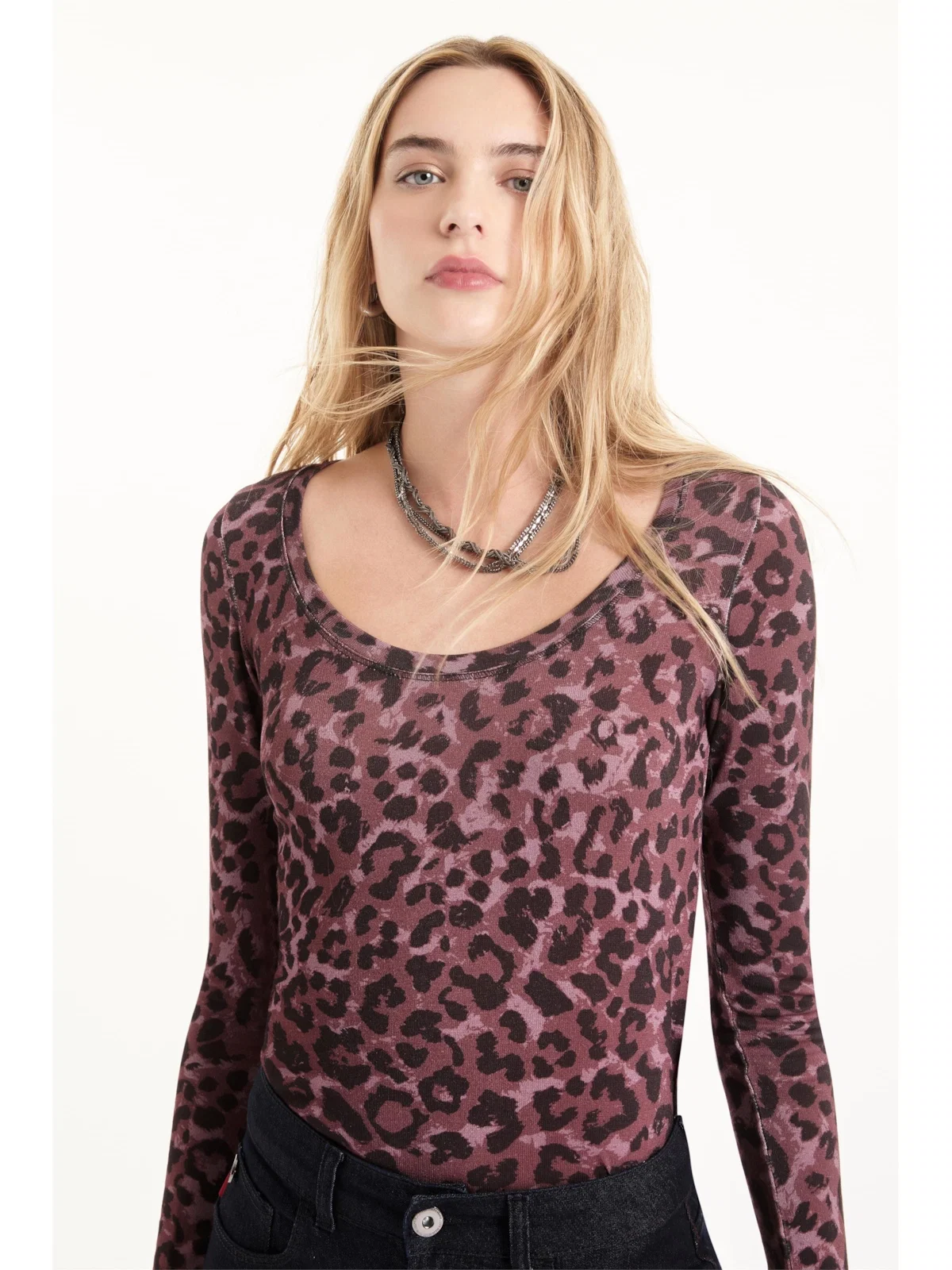 Blusa Viscotricot Animal Print Animal Print Rosa — imagem 1