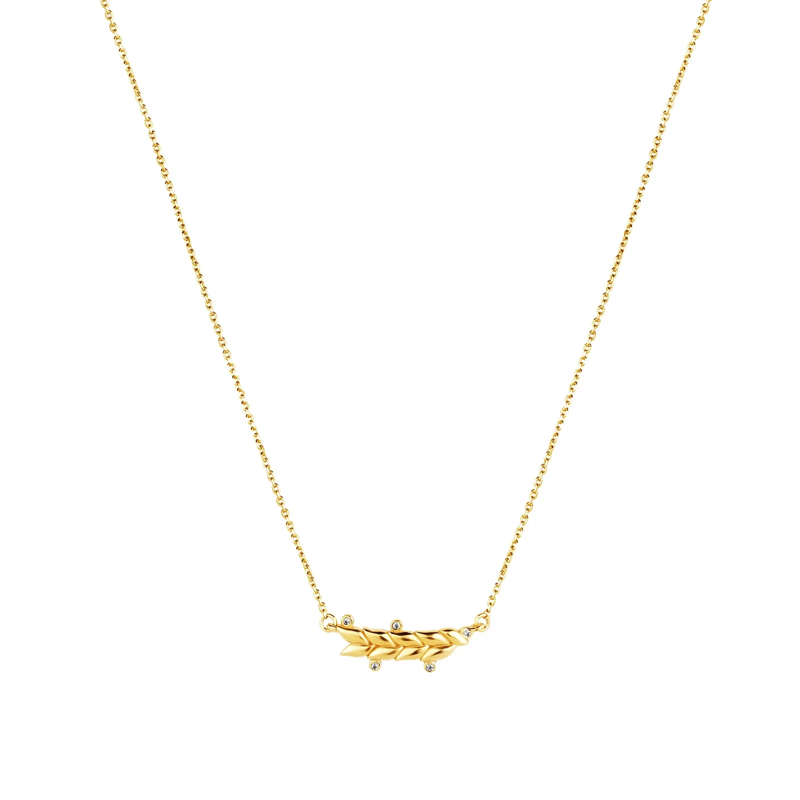 Colar Life Folhas em Prata 925 com Banho de Ouro 18k e Pedras Incolores — imagem 1