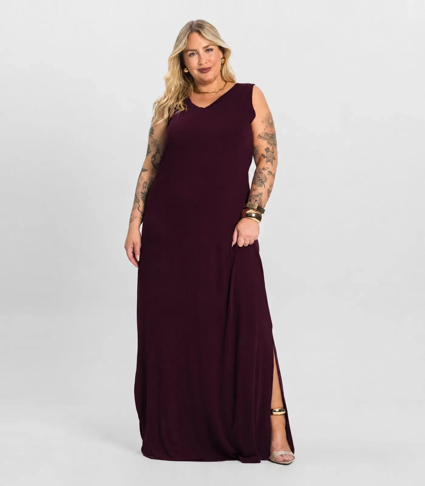 Vestido Longo Plus Size Infinita Cor Roxo