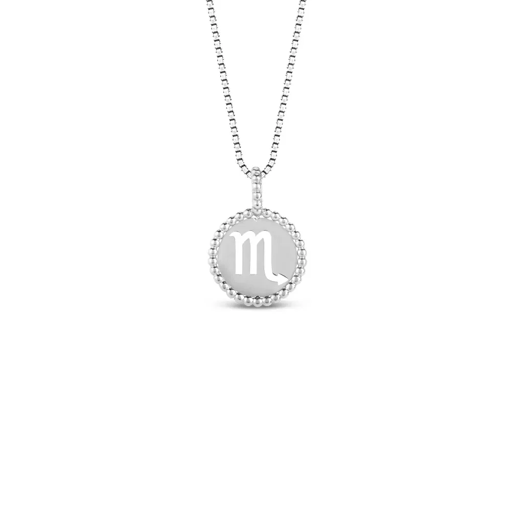 Pingente Signo Escorpião em Ouro Branco 18k, 15mm — imagem 1