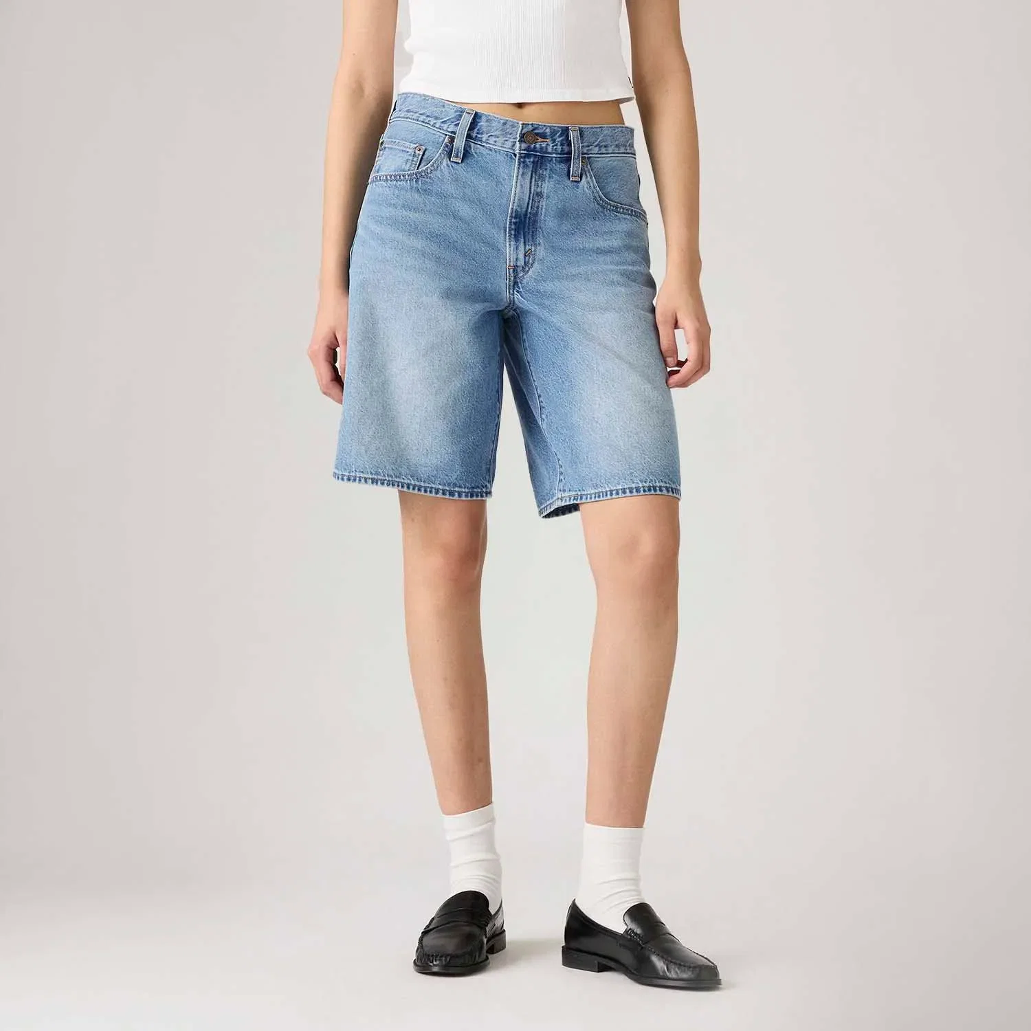 Bermuda Jorts Jeans Levi's® Baddy Dad Lavagem Média