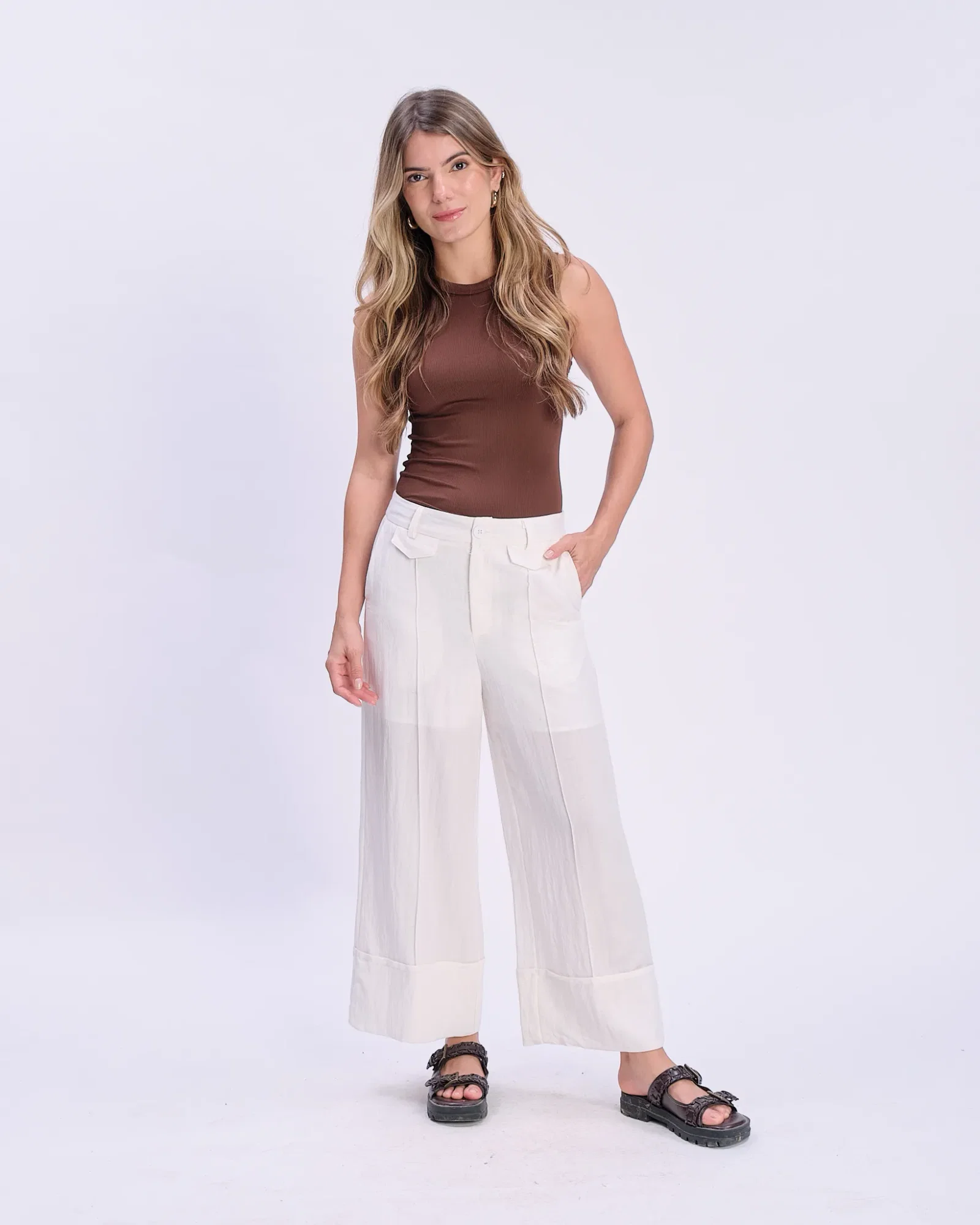 Calça Alfaiataria Barra Larga - Off White