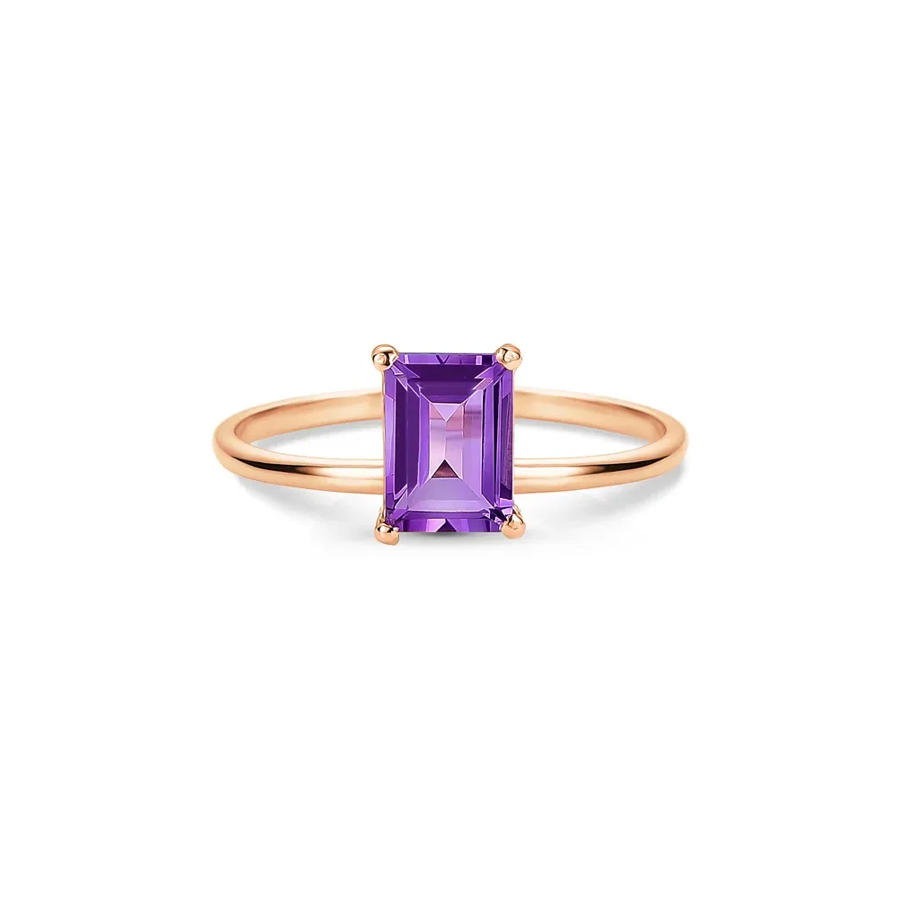 Anel Unique em Ouro Rosé 18k com Ametista Roxa — imagem 1