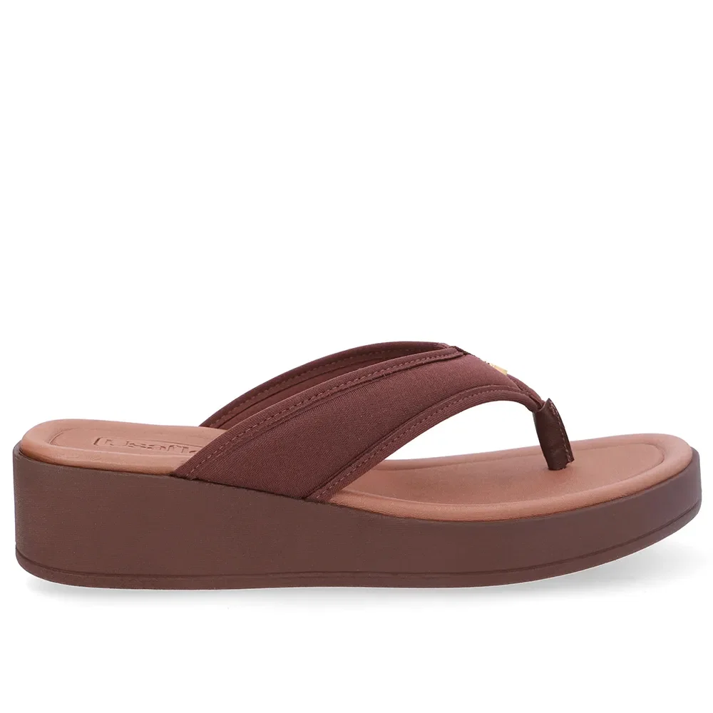 Chinelo Salto Plataforma Tecido Marrom — imagem 1