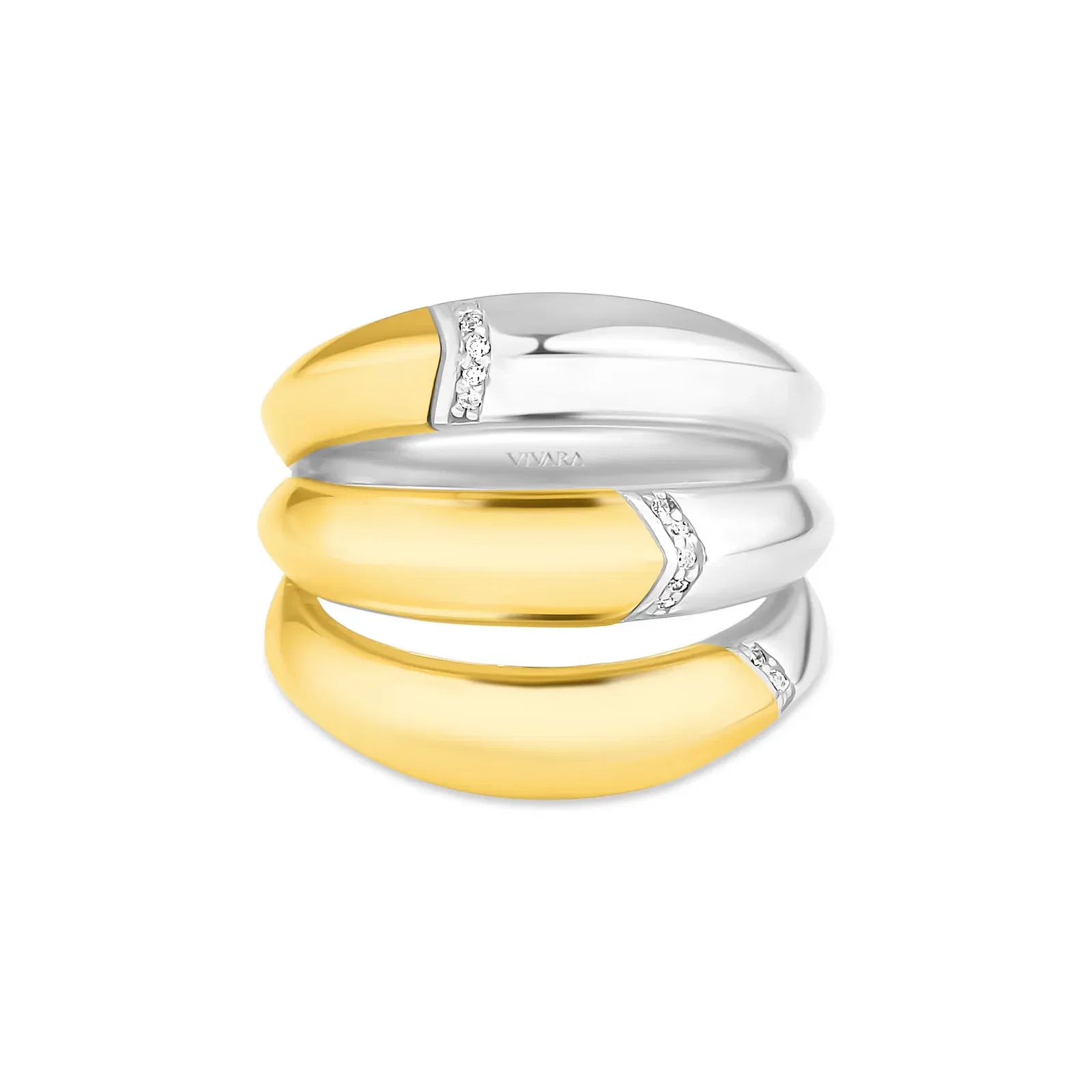 Anel Astrale em Prata 925 e Ouro Amarelo 18k com Diamantes 0,04 ct