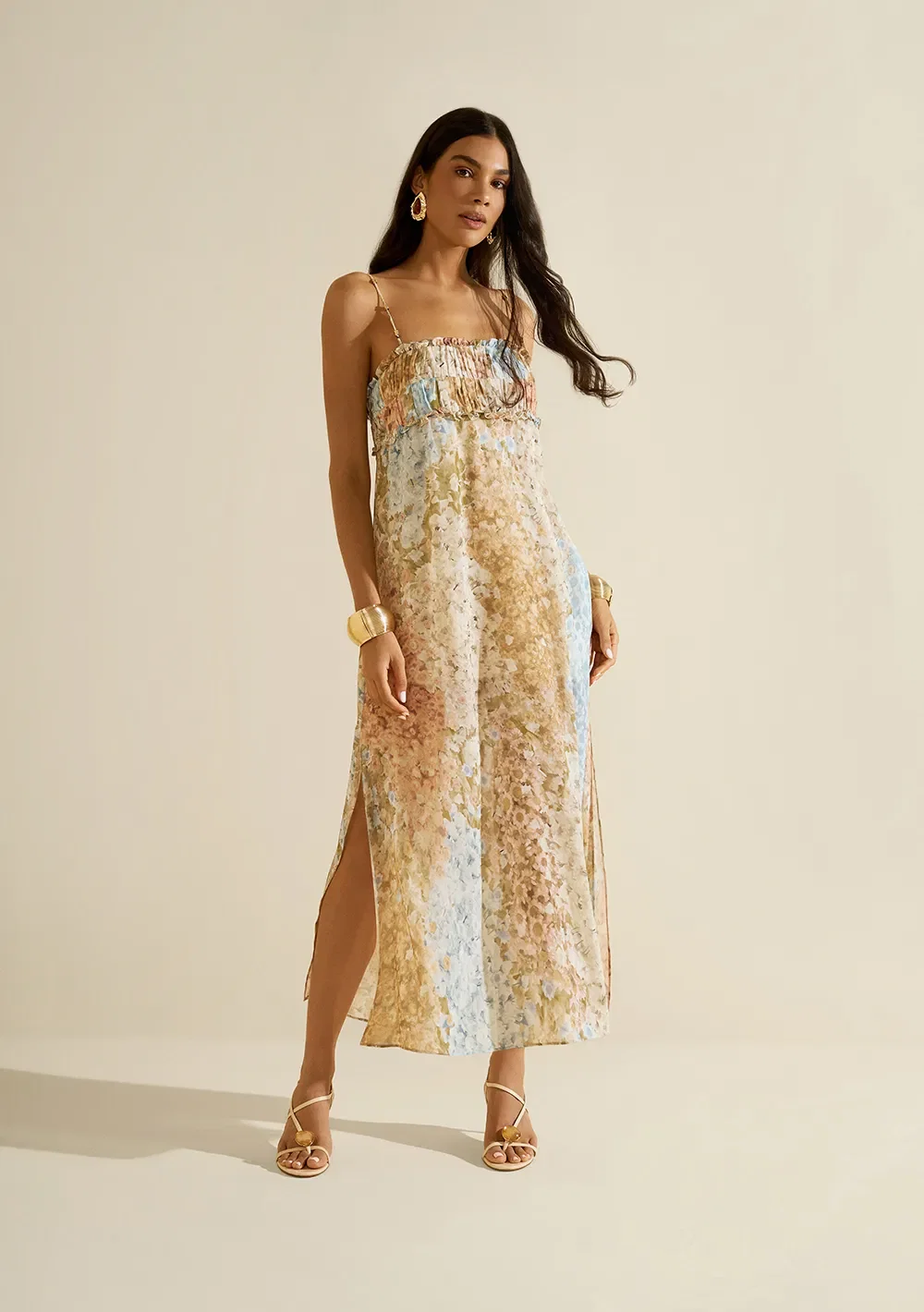 Vestido Midi Florescer Azul