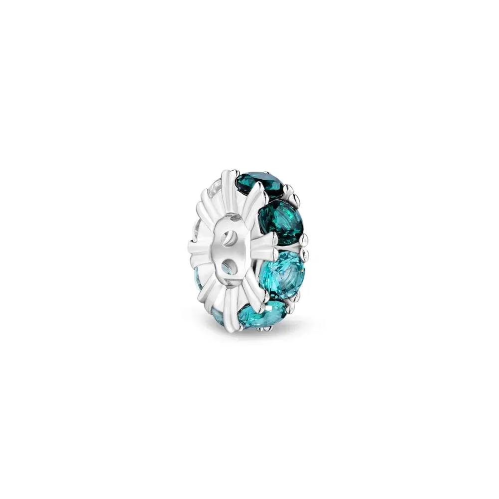 Separador Life Ocean em Prata 925 com Pedras Verdes