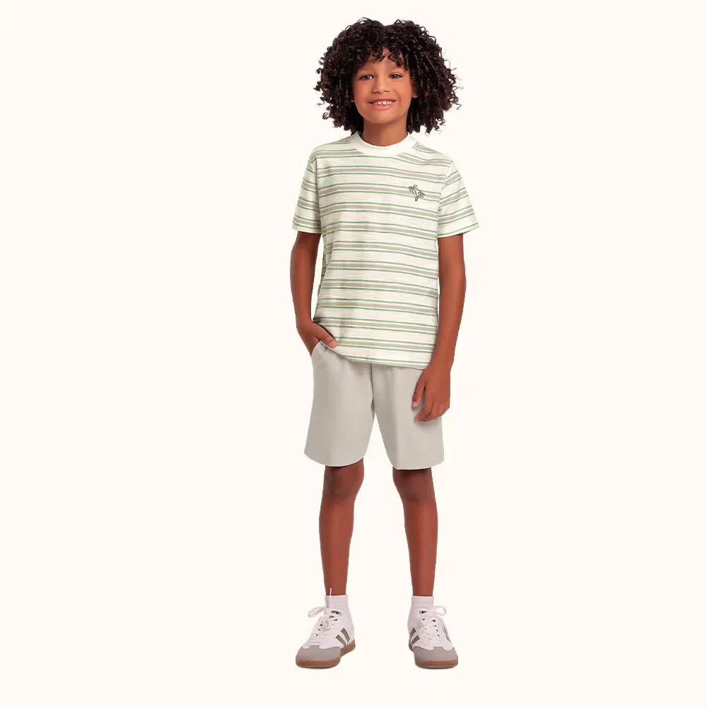 Camiseta em meia malha fio tinto flamê