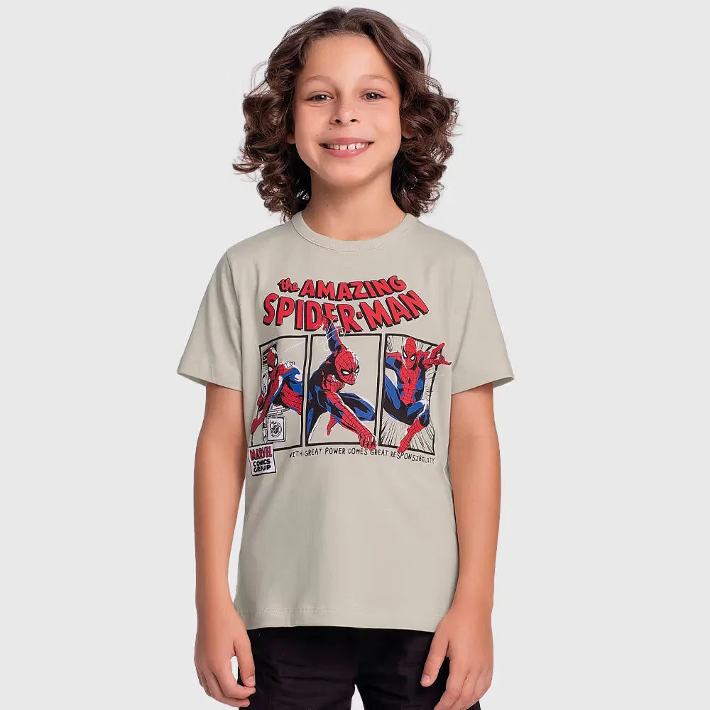 Camiseta do homem-aranha em meia malha