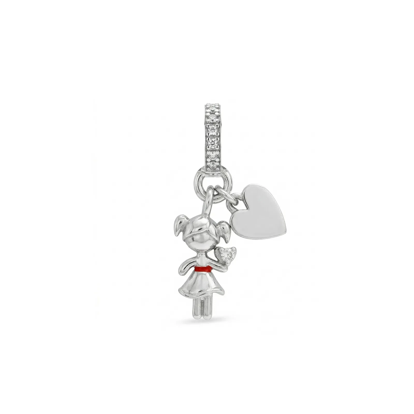Pingente Life Mama Menina em Prata 925 com Zircônia Incolor — imagem 1