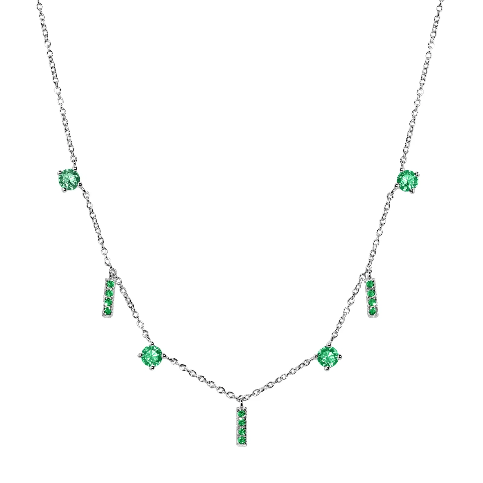 Colar Life Fresh em Prata 925 com Pedras Verdes, 42cm — imagem 1