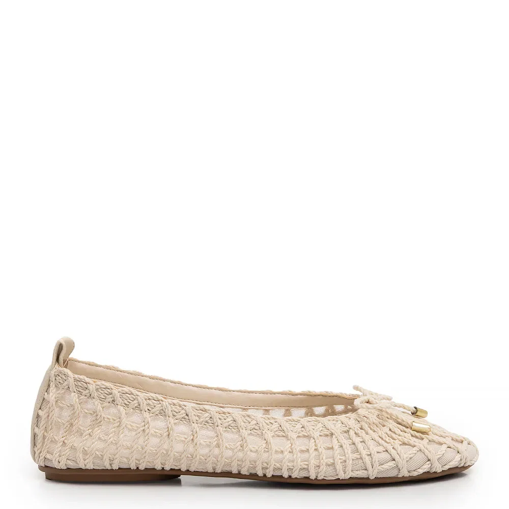 Sapatilha Off White Tela Tramado Laço — imagem 1