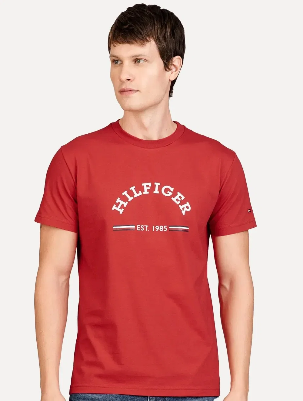 Camiseta Tommy Hilfiger Masculina Monotype Logo Arched Vermelha — imagem 1