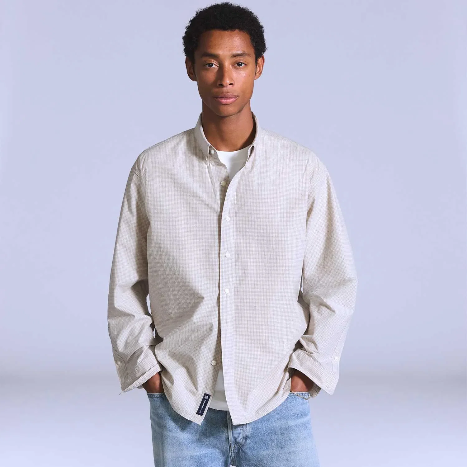 Camisa Levi's® Blue Tab Relaxed Button Down Cinza Claro Manga Longa