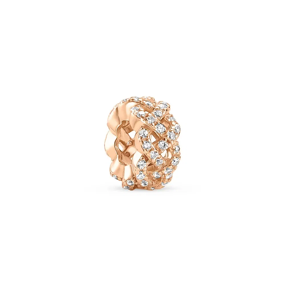 Separador Life Tranças em Liga Rosé com Banho de Ouro Rosé 18k e Pedras Incolores