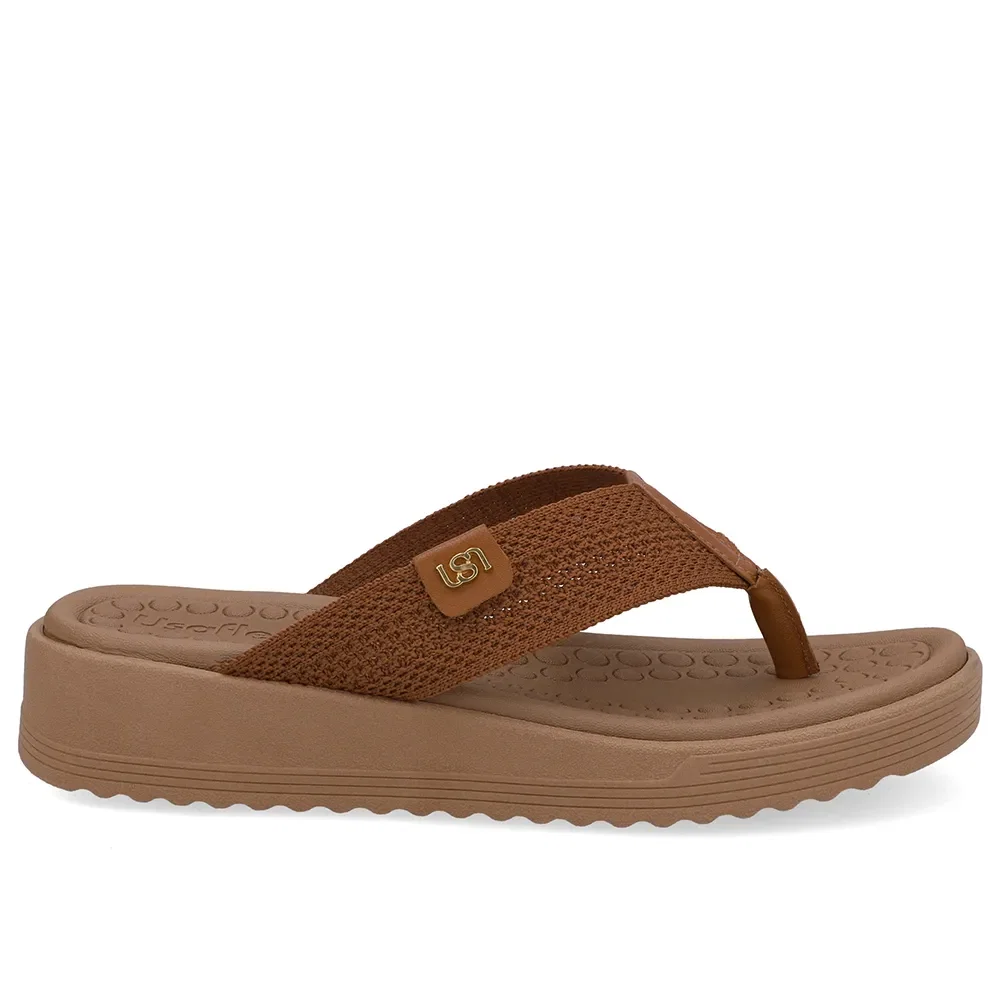 Chinelo Salto Plataforma Tricot Marrom — imagem 1