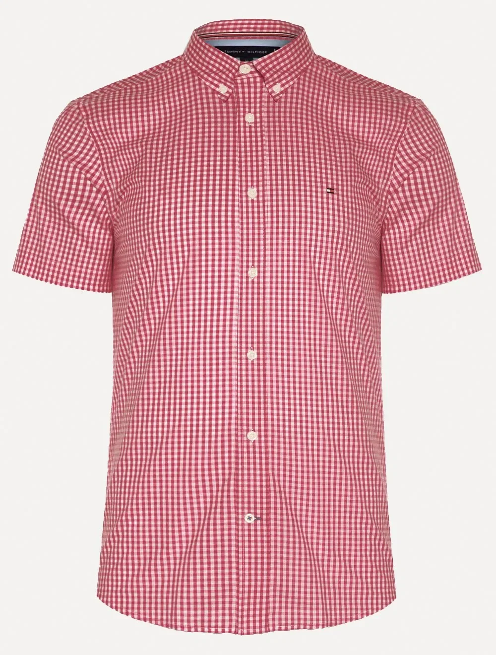 Camisa Tommy Hilfiger Masculina Manga Curta Xadrez Vichy Vermelha — imagem 1