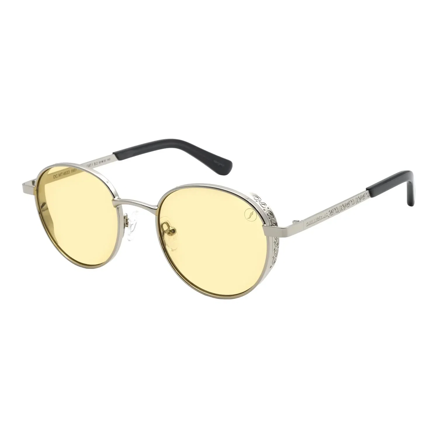 Óculos de Sol Masculino Cazuza Metal Redondo Amarelo — imagem 1