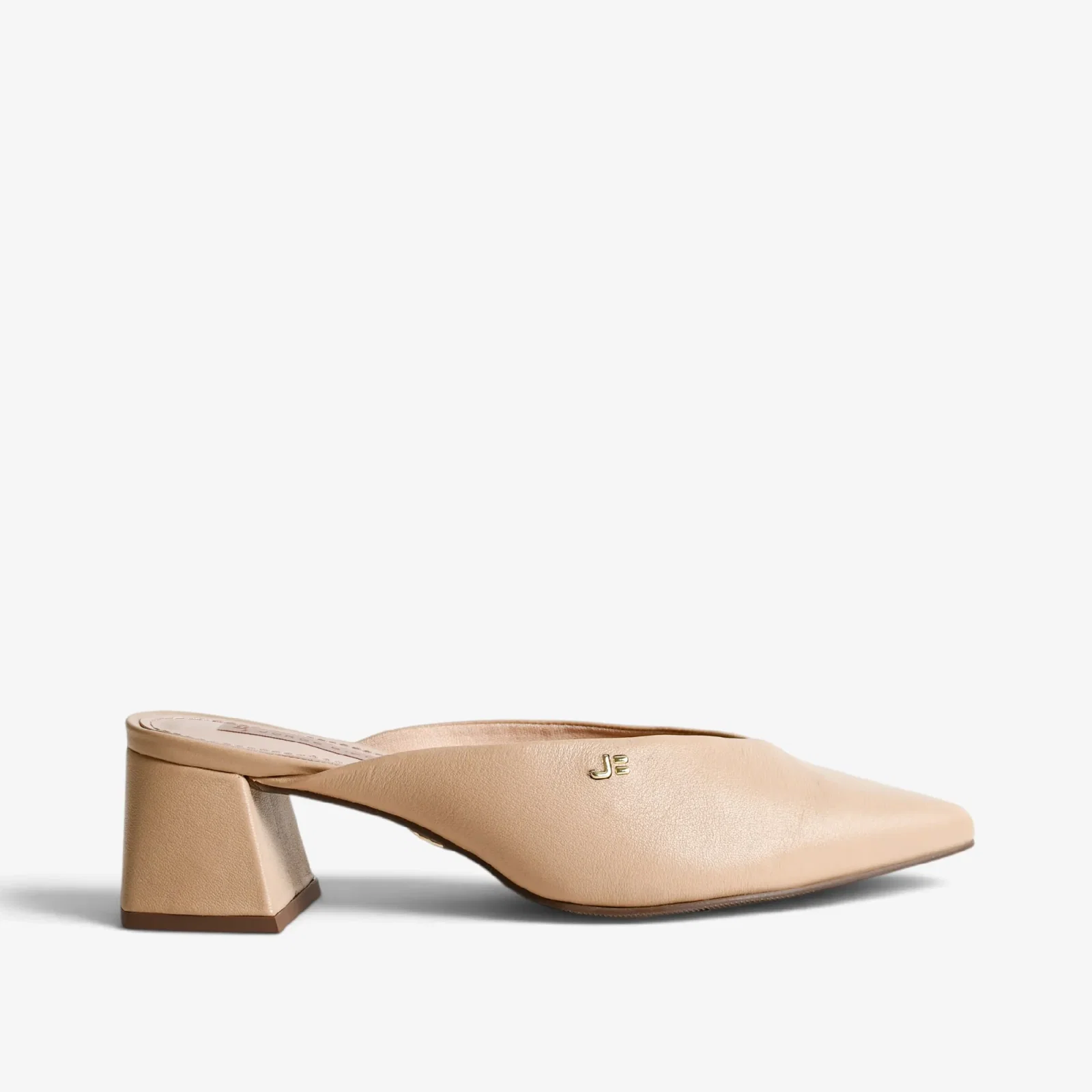Mule Nude Areia Couro