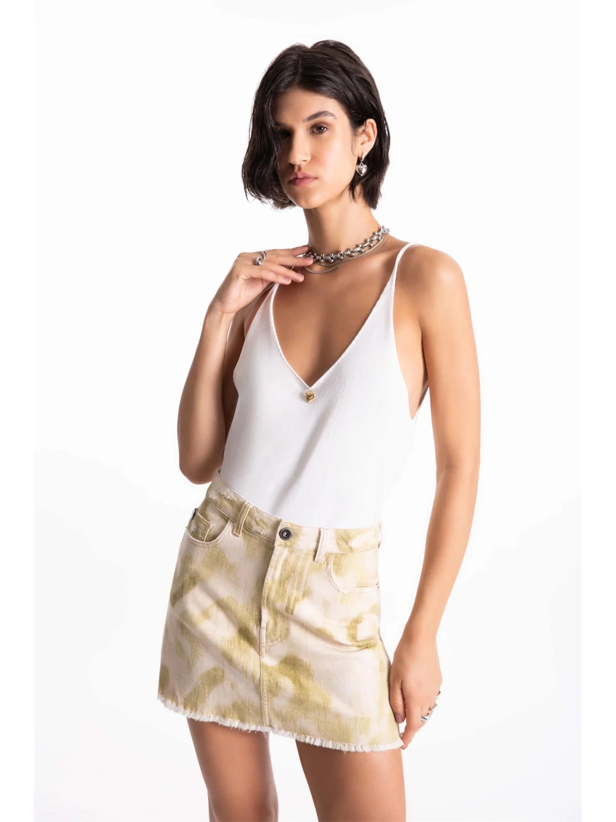 Blusa Jersey Hearts Knit Branco
