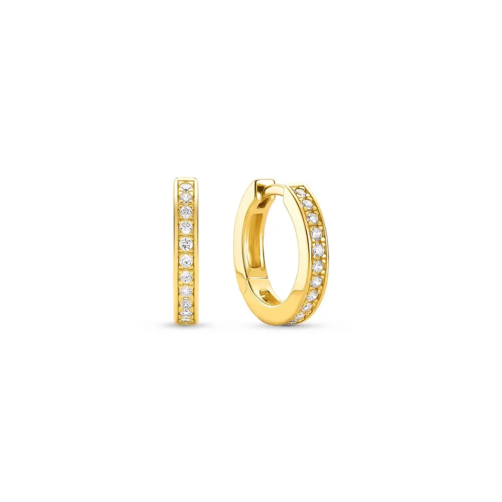 Argola Life Glam em Prata 925 com Banho de Ouro Amarelo 18k e Pedras Incolores, 12mm — imagem 1