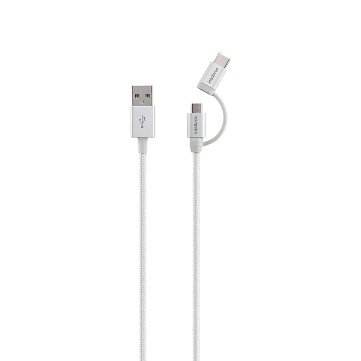 Cabo USB-C 1,5m de PVC nylon branco Intelbras EUABC 15NB — imagem 1