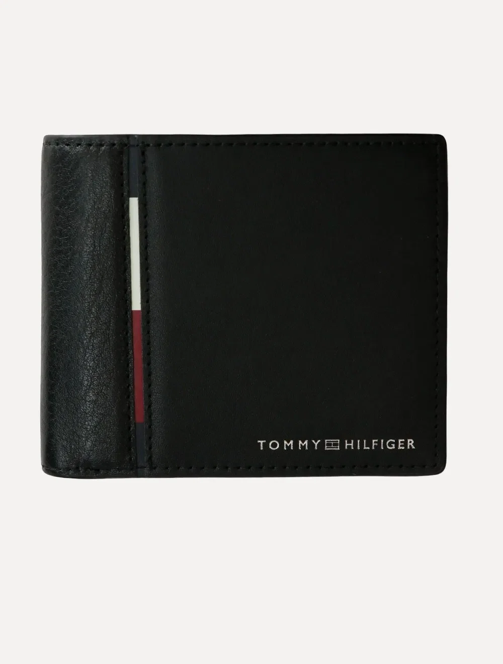 Carteira Tommy Hilfiger Masculina Couro Casual Flag Preta