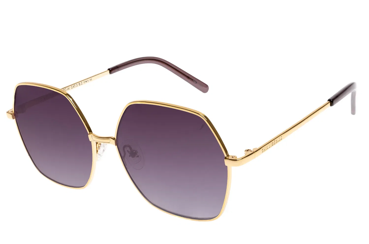Óculos de Sol Feminino Chilli Beans Metal Hexagonal Dourado — imagem 1