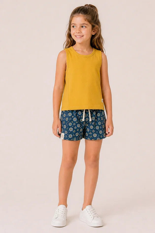 Conjunto Regata Malha Shorts Moletom
