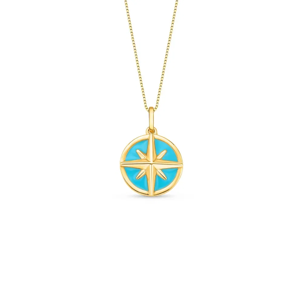 Pingente Icones Rosa dos Ventos em Ouro Amarelo 18k, 13mm — imagem 1