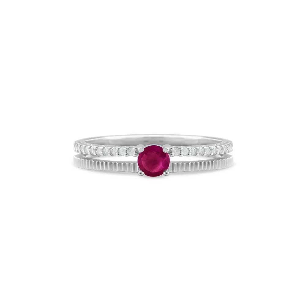 Anel Classic Oriental em Ouro Branco 18k com Rubi e Diamantes — imagem 1