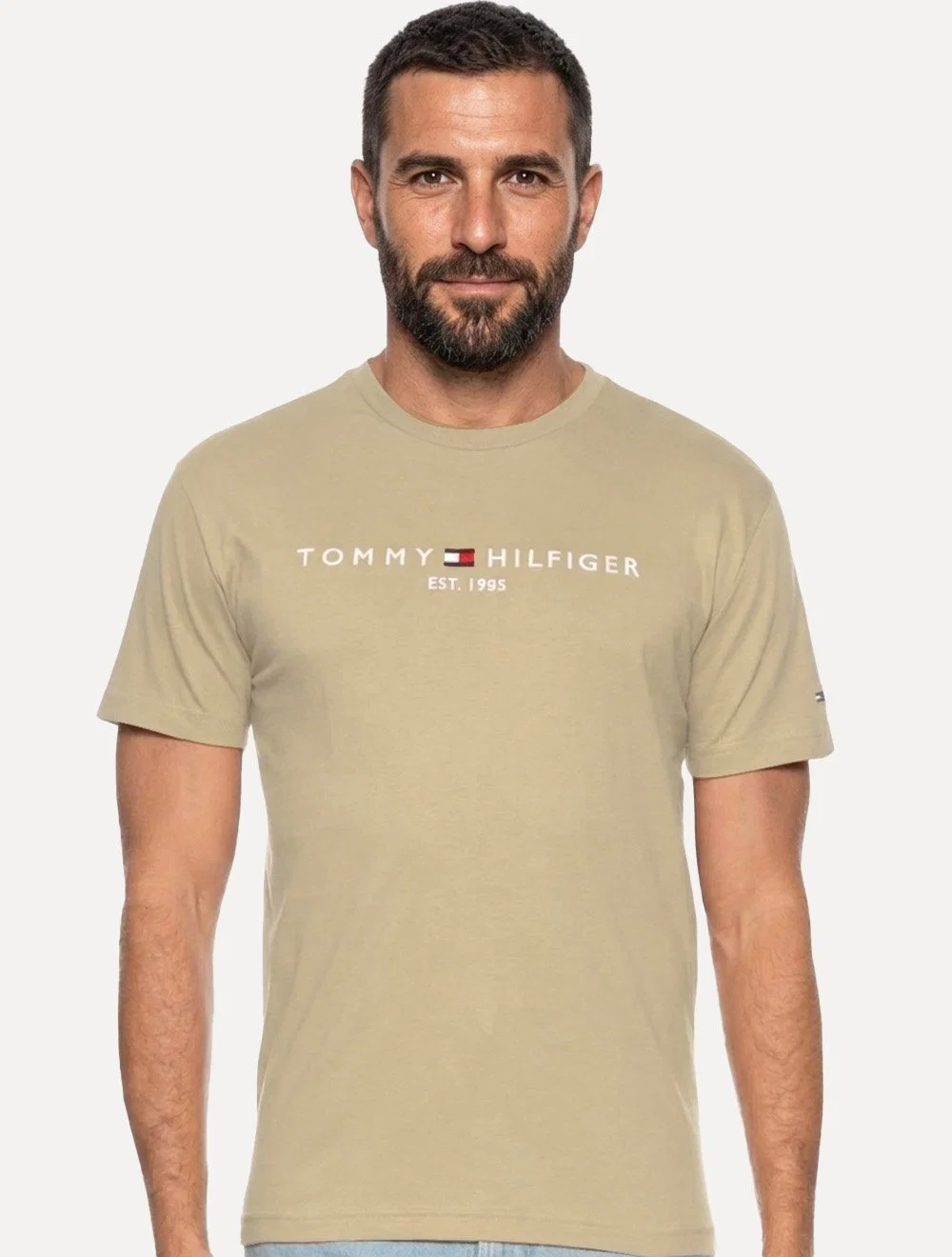 Camiseta Tommy Hilfiger Masculina Core Logo Tee Marrom Claro — imagem 1