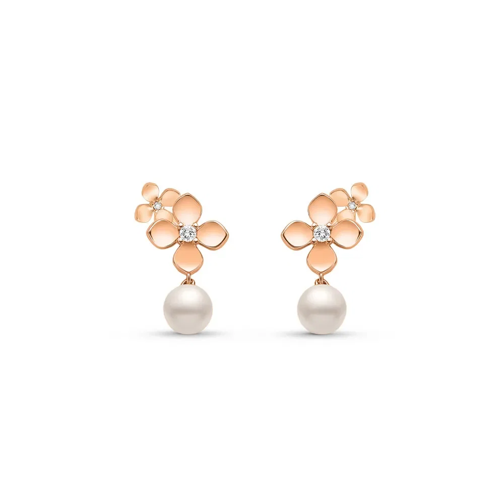 Brinco Giardino em Ouro Rosé 18k com Pérola e Diamantes — imagem 1