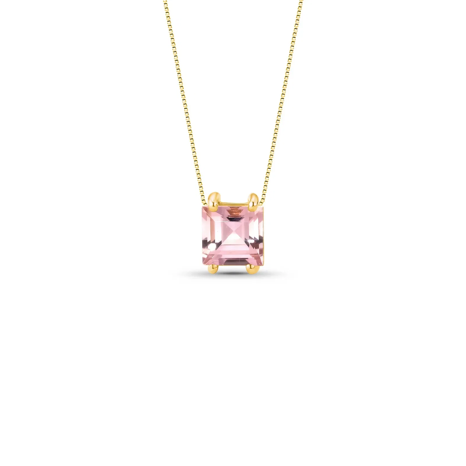 Pingente Expressão Quadrado em Ouro Rosé 18k com Turmalina Rosa — imagem 1