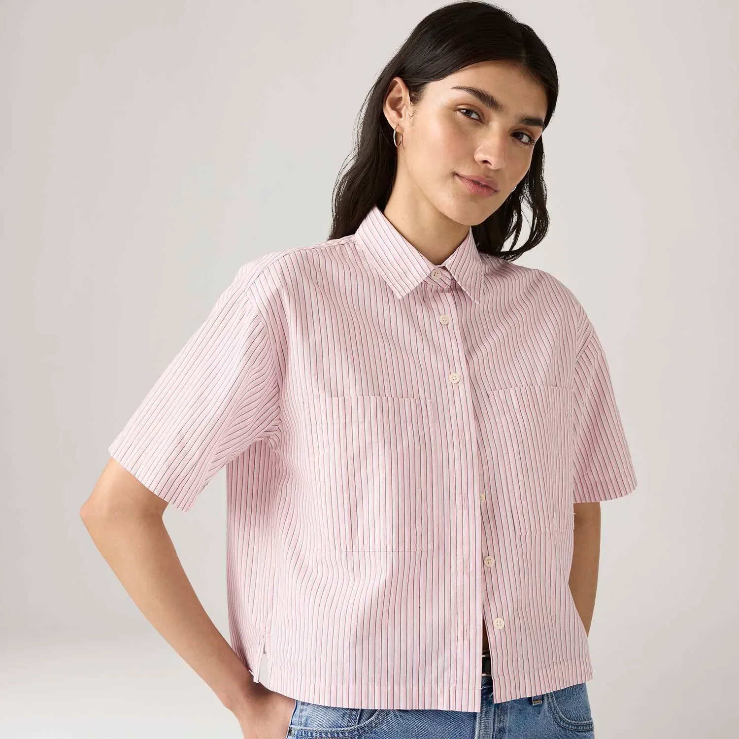 Camisa Levi's® Harlie Cropped Rosa Manga Curta — imagem 1