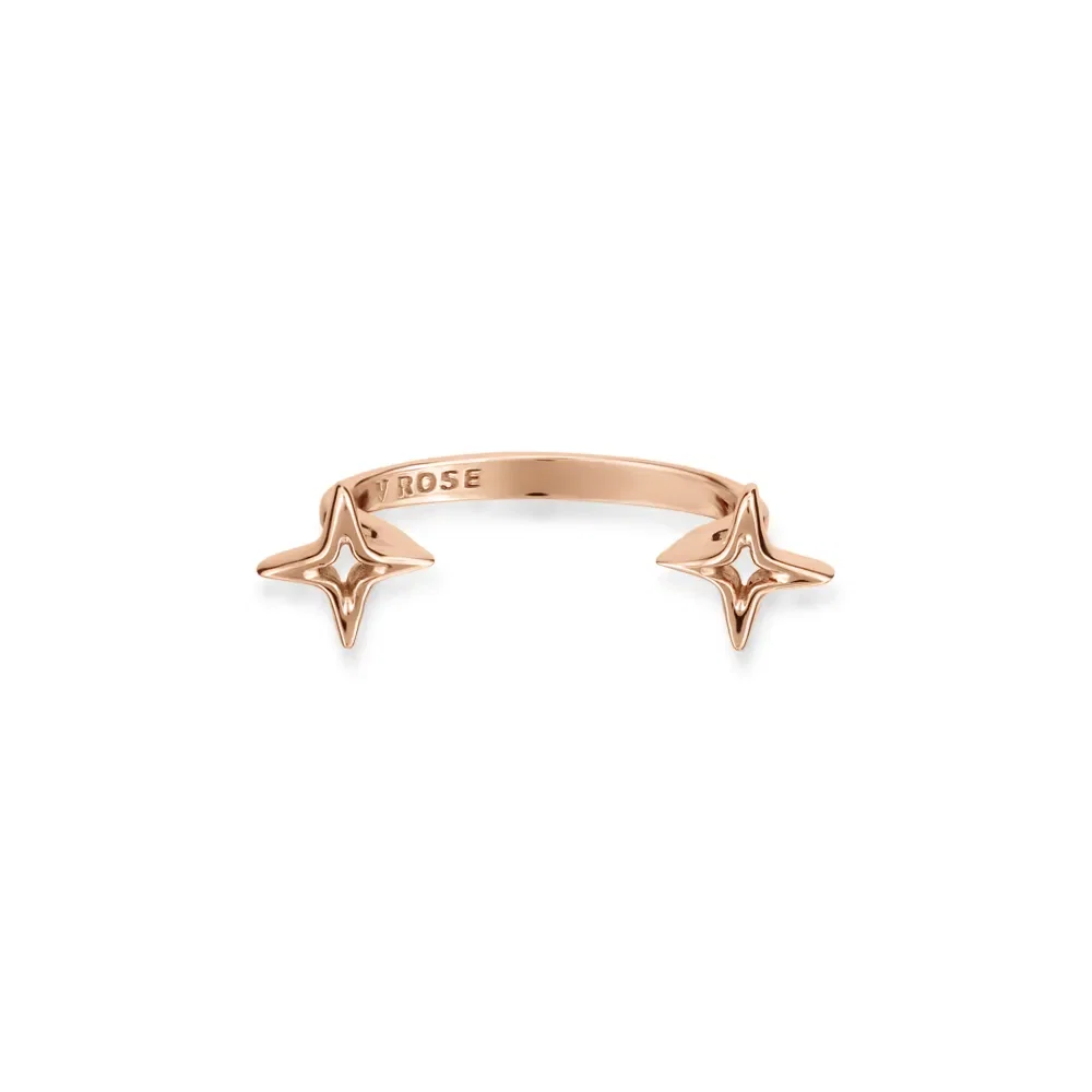 Anel Life Stars Aberto em Liga Rosé com Banho de Ouro Rosé 18k — imagem 1