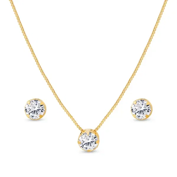 Conjunto Folheado a Ouro 18k Ponto Luz