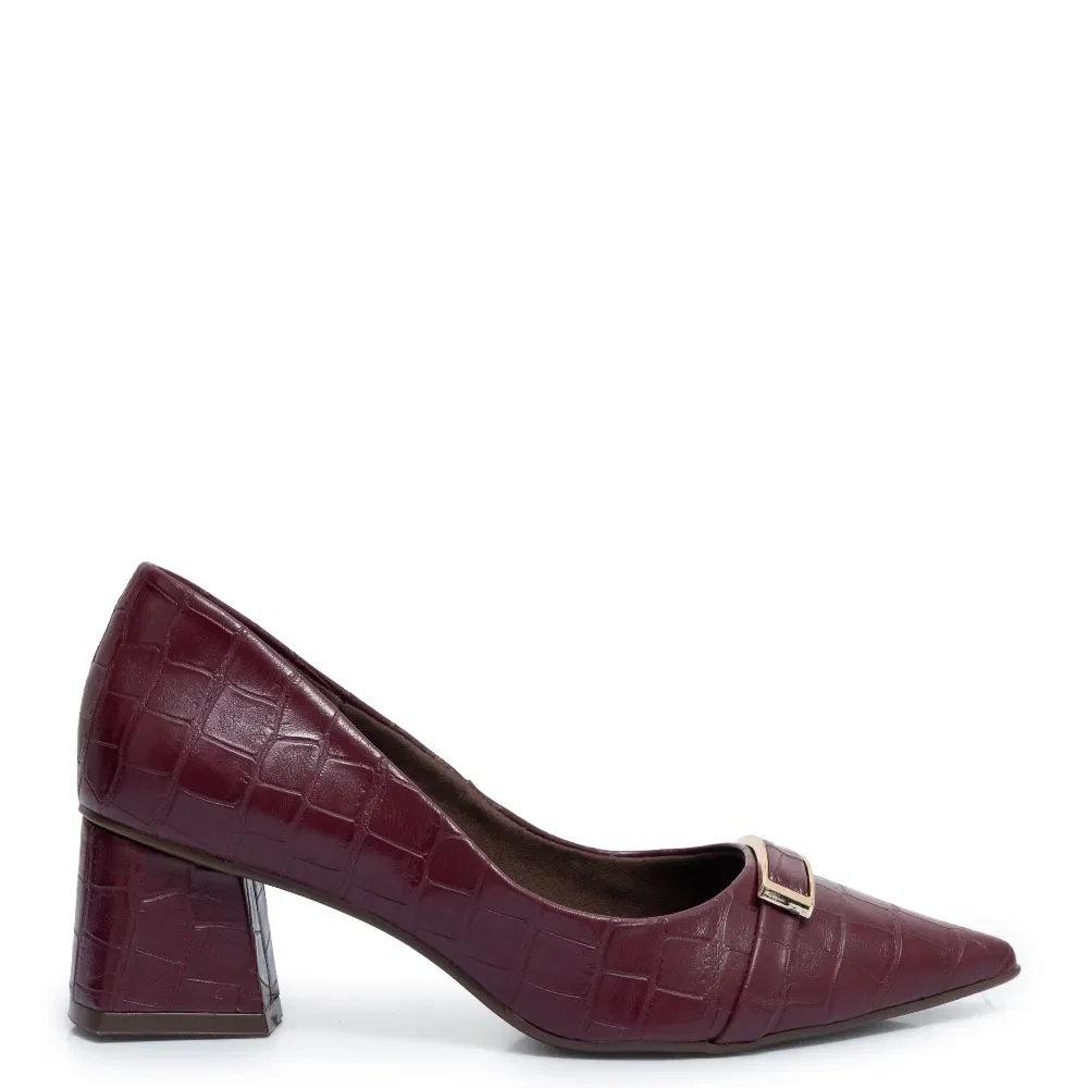Scarpin Bordô Croco Enfeite Passador — imagem 1