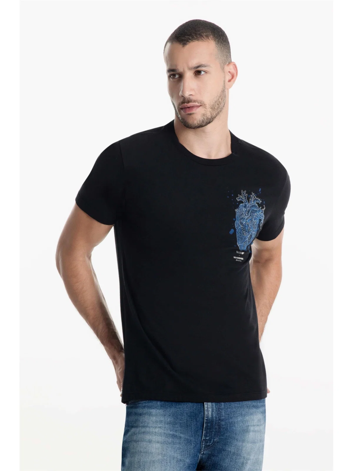 T-Shirt Fine Sea Heart Classic Preto — imagem 1