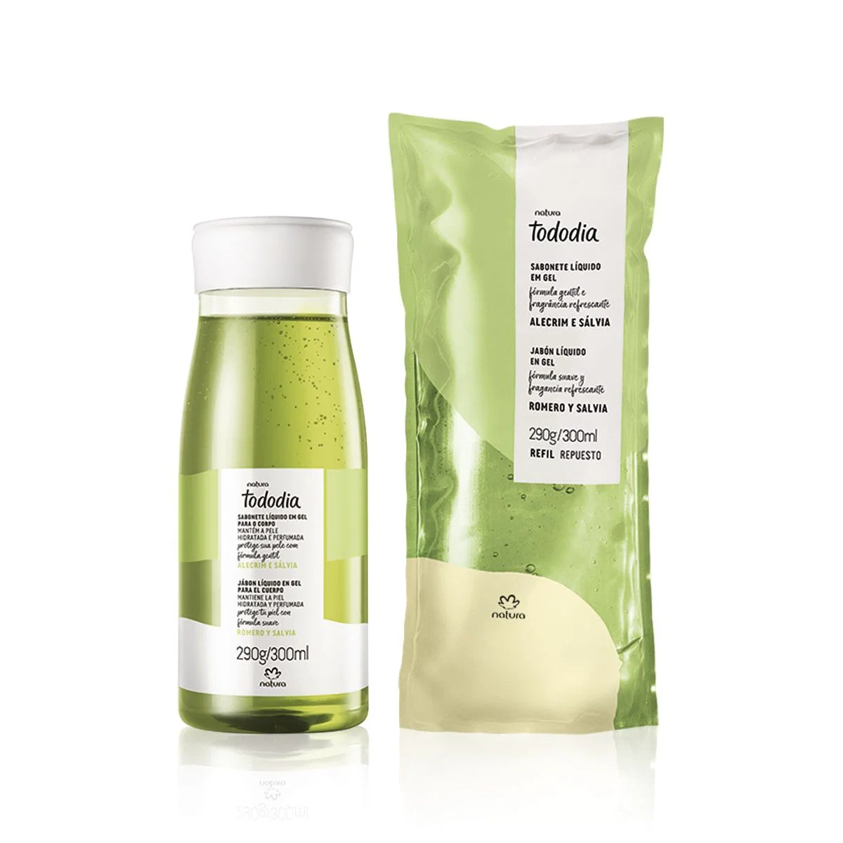 Kit Sabonete Líquido em Gel para o Corpo Tododia Alecrim e Sálvia com Refil