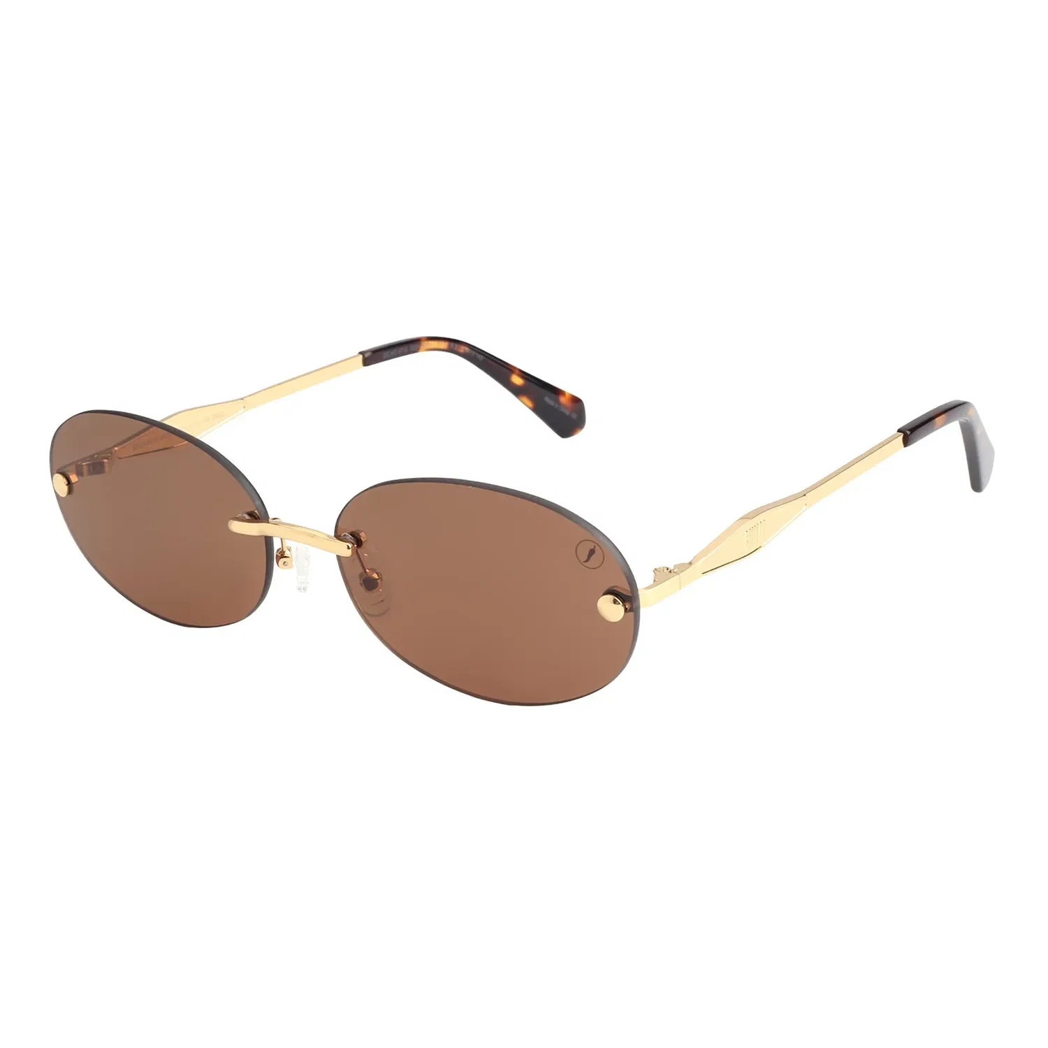 Óculos de Sol Feminino Cazuza Metal Redondo Marrom — imagem 1