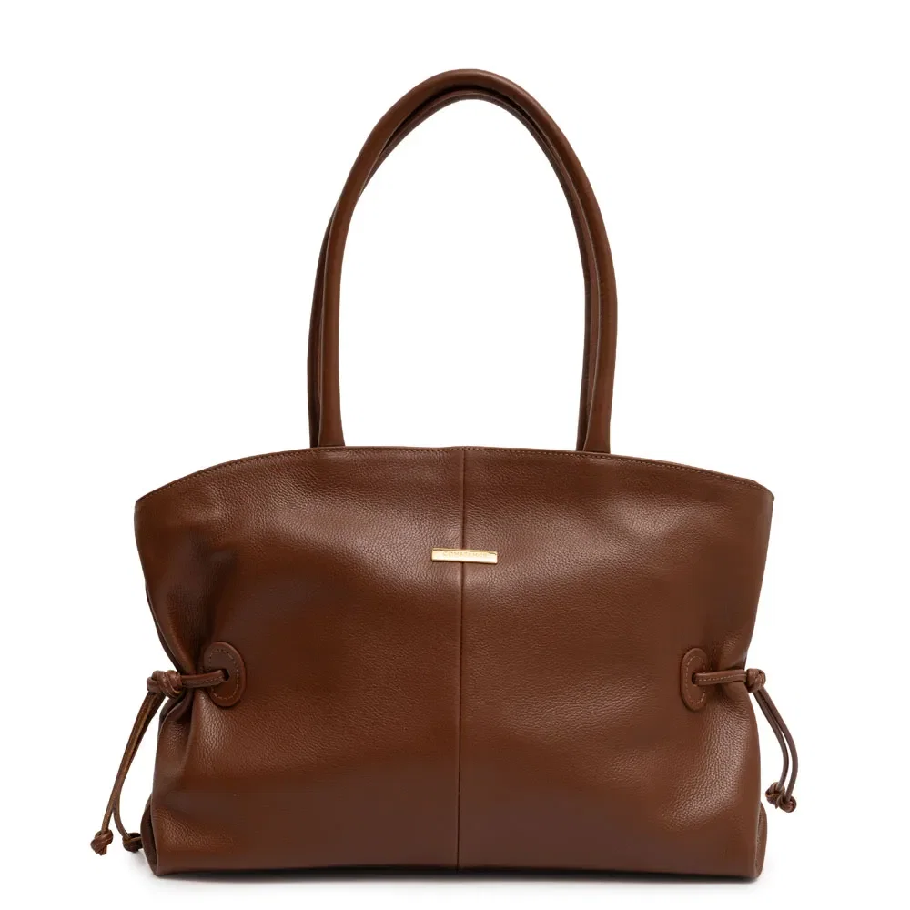 Bolsa Shopping Couro Puxadores Marrom — imagem 1