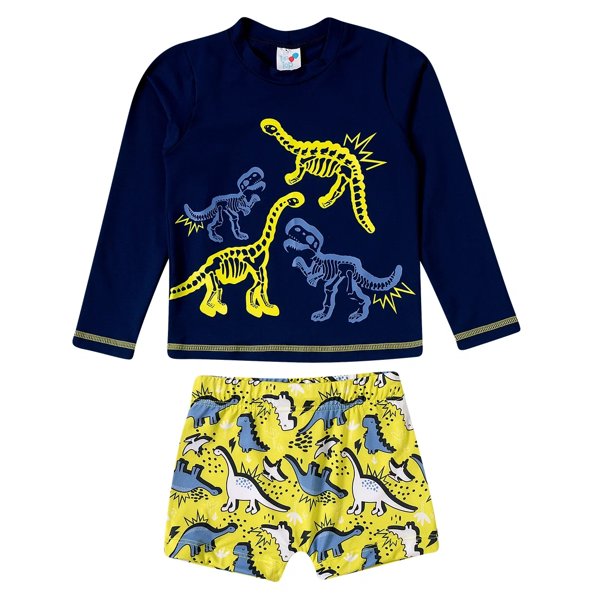 Conjunto Praia Toddler Dinossaurs Lycra Print Proteção Uv 50+ Tip Top