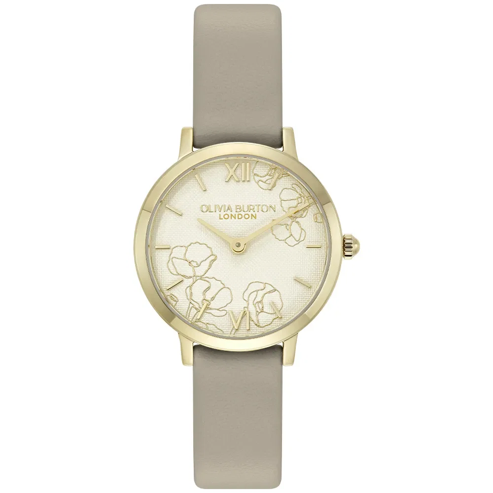 Relógio Olivia Burton Abstract Floral Feminino em Couro Cinza 24000358