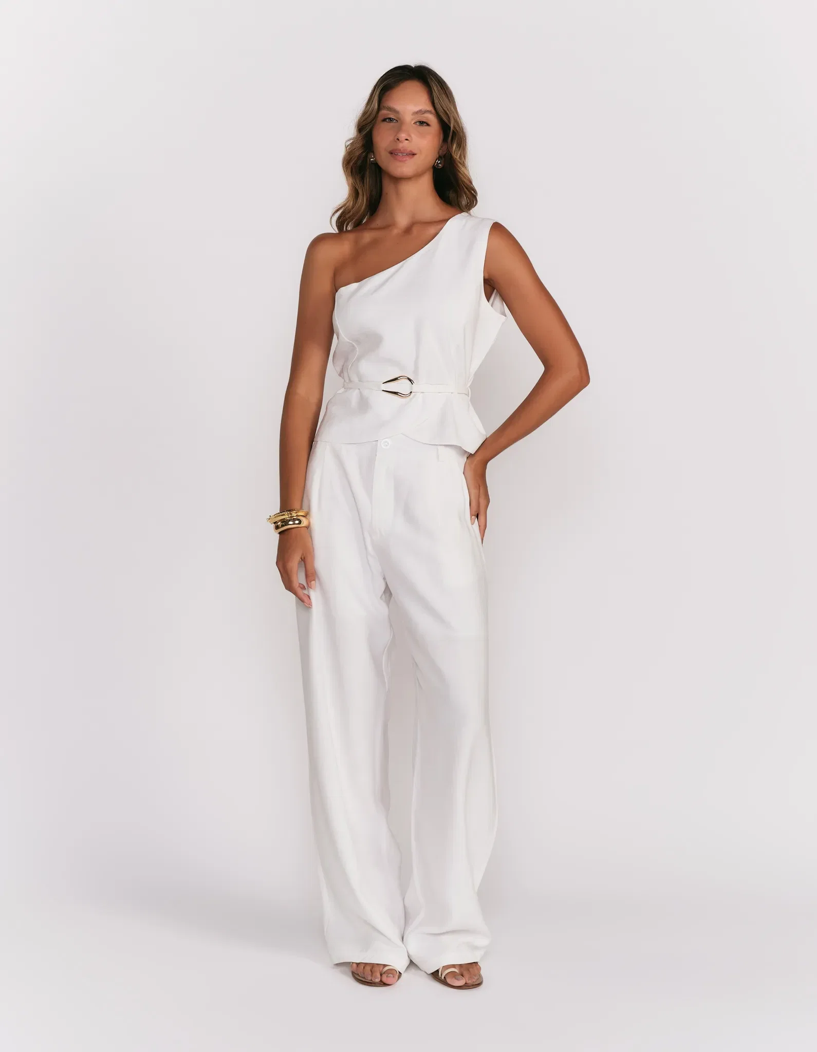 Calça Alfaiataria Prega Frente - Branco — imagem 1