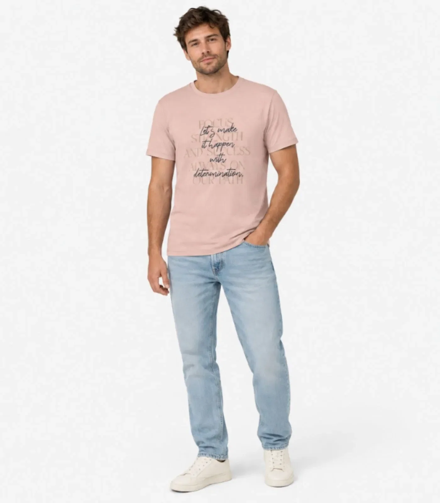 Camiseta Masculina em Meia Malha Diametro Rosa