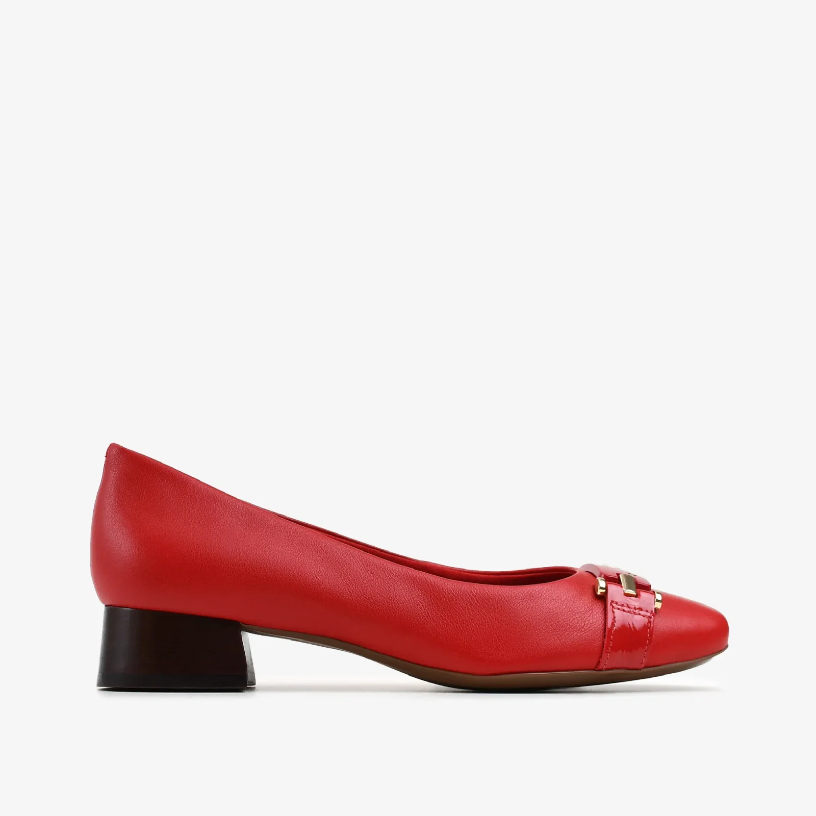 Scarpin Vermelho Cereja Salto Baixo Couro — imagem 1