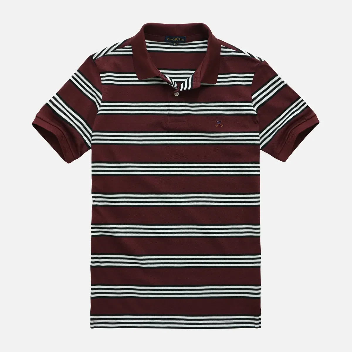 Camisa Polo Listrada Taquinho Manga Curta
