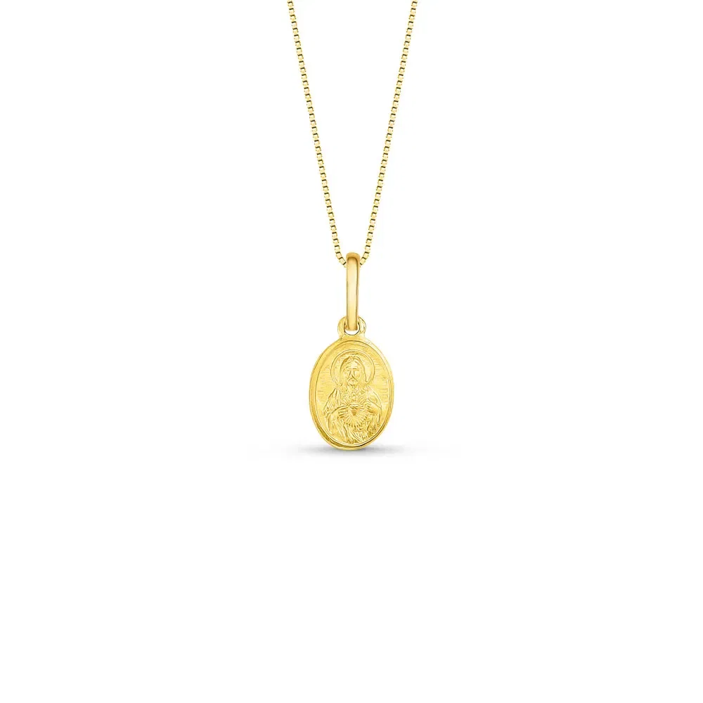 Pingente Medalha Sagrado Coração de Jesus em Ouro Amarelo 18k, 13mm — imagem 1
