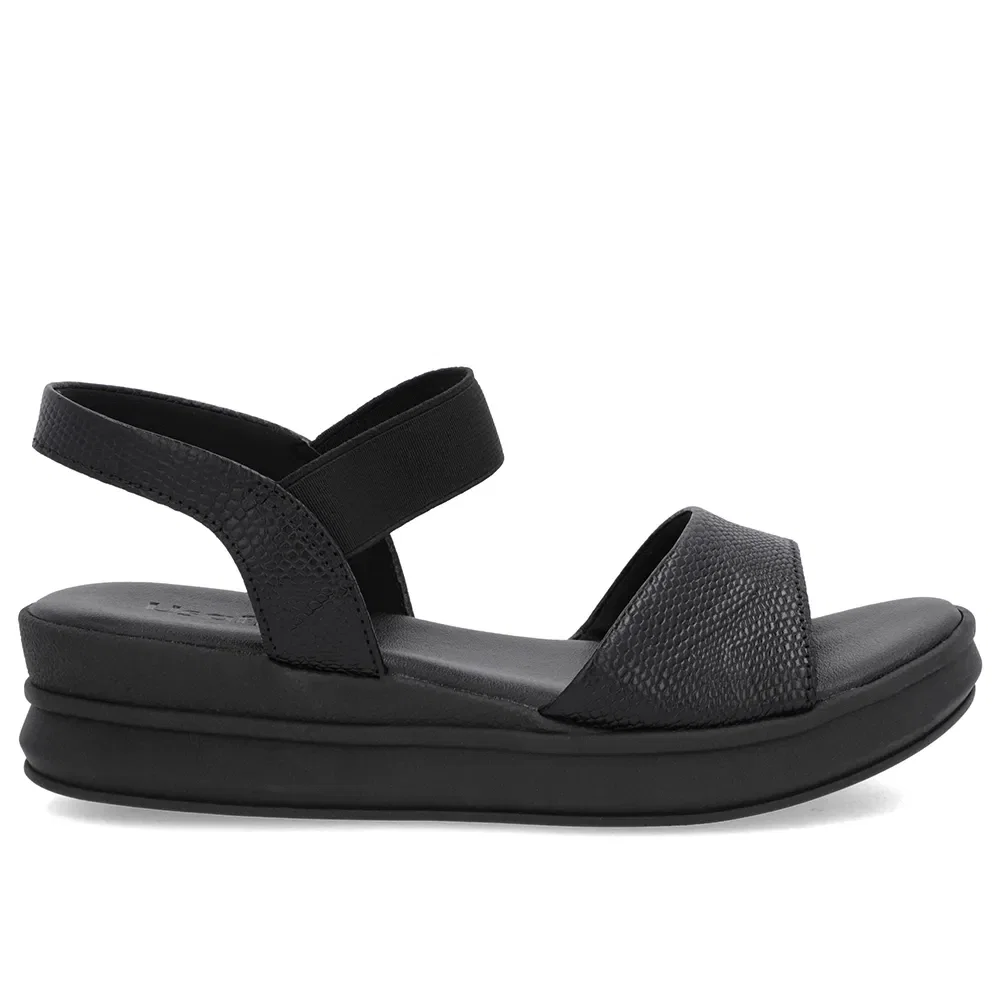 Sandália Salto Plataforma Couro Snake Preta — imagem 1